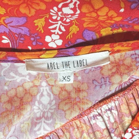 Anthropologie Abel The Label Orange Floral Maxi Dress Sz XS Boho Colourful - Picture 5 of 5